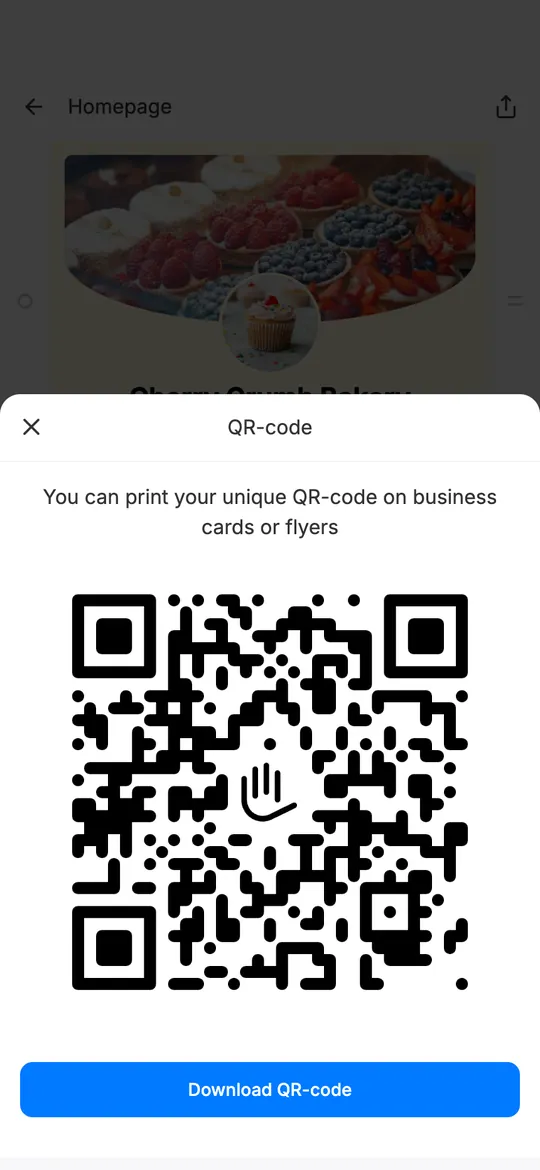 mssg.me QR code for a website with a Download QR-code button