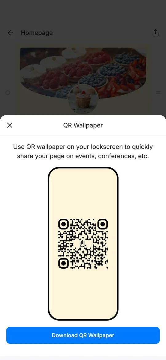 mssg.me QR wallpaper: a phone lock screen image with the site's QR code in the theme colors